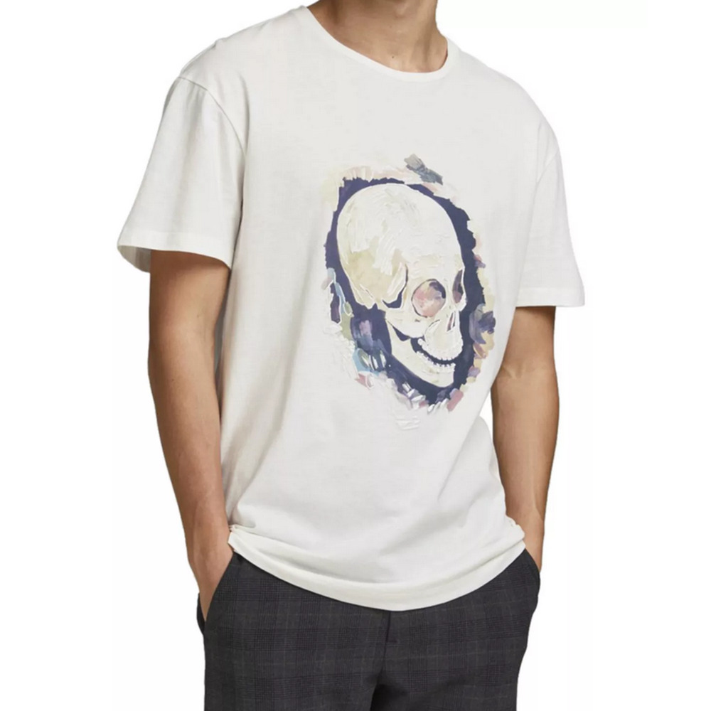 Jack & Jones Men Skull Trac T-Shirt White Size S